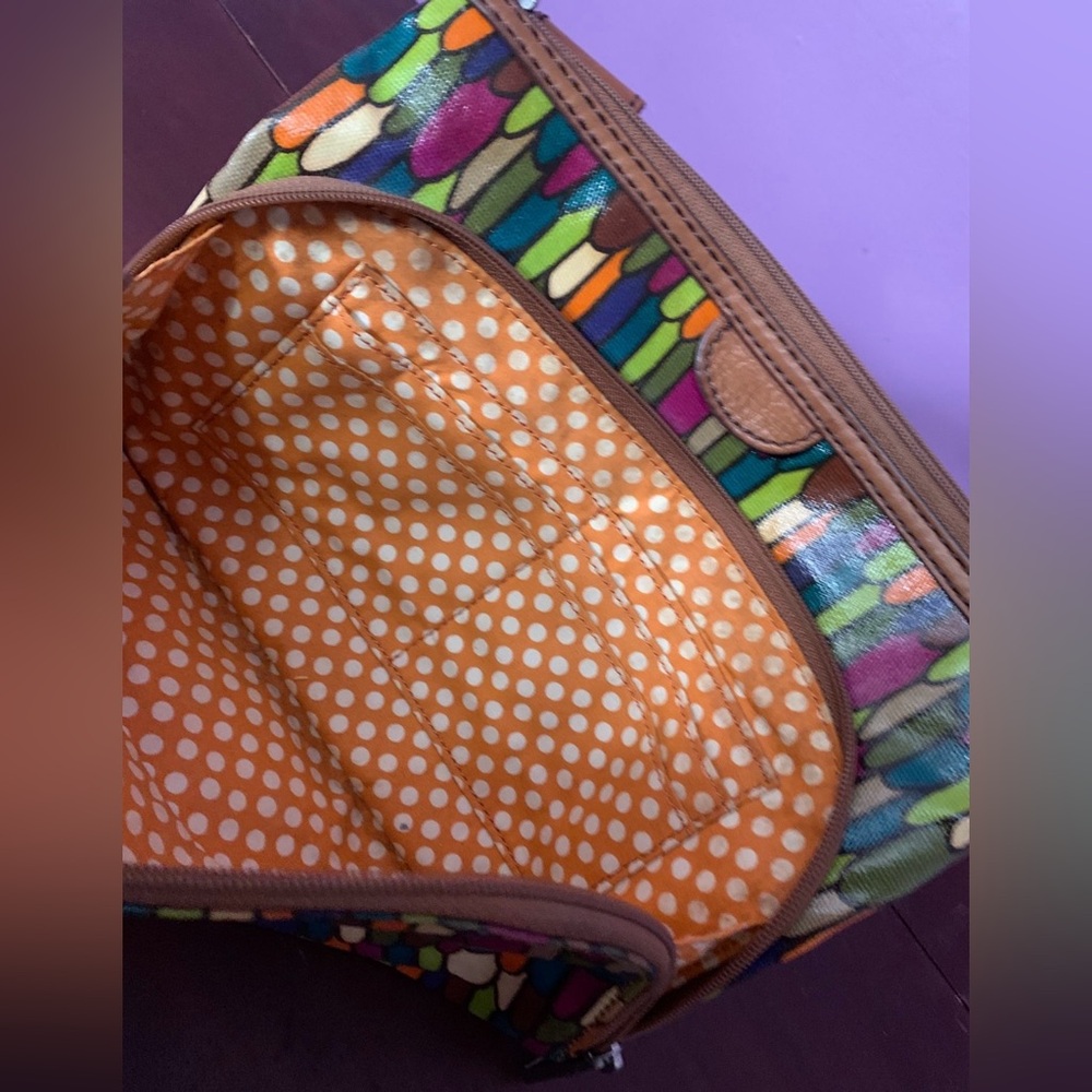 Fossil Multicolor Feather Pattern Keyper Crossbod… - image 4